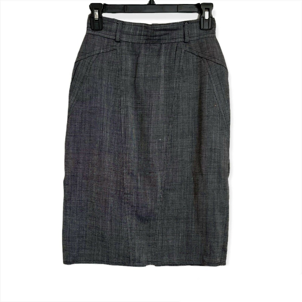 Karl Lagerfeld Italy Vtg Straight Skirt EU 36 US 4 Linen blend Structured Gray
